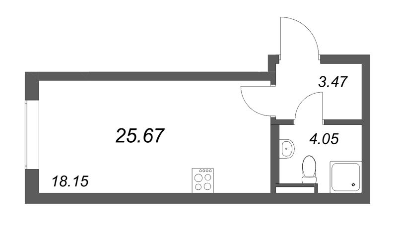 Студия 25,7 м²