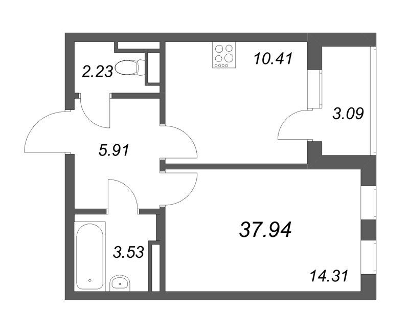 1 ккв 37,9 м²