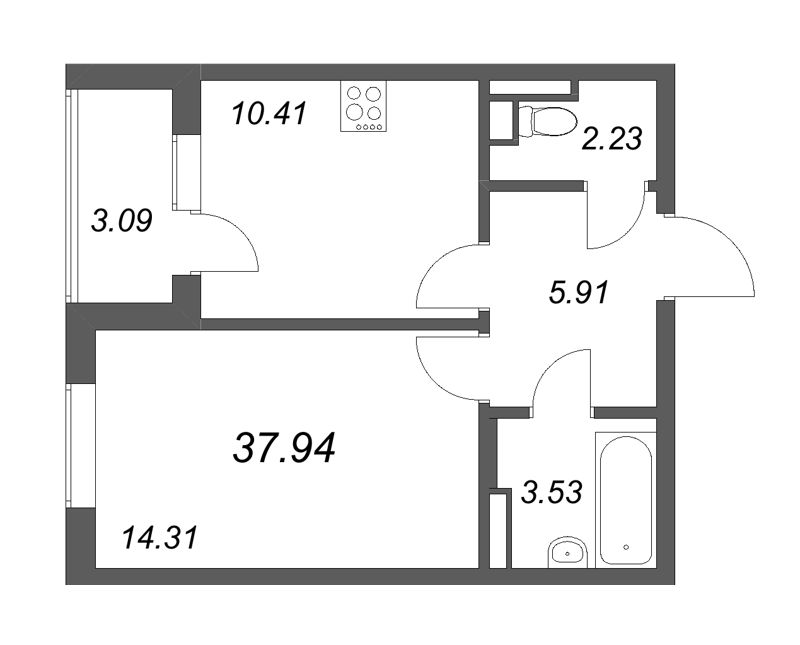 1 ккв 37,9 м²