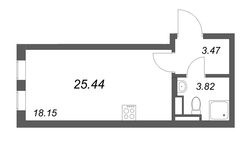 Студия 25,4 м²