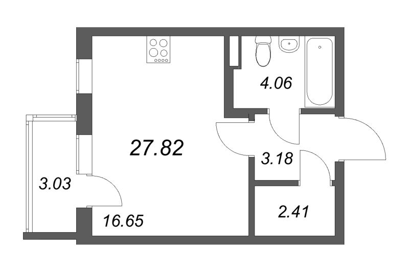 Студия 27,8 м²