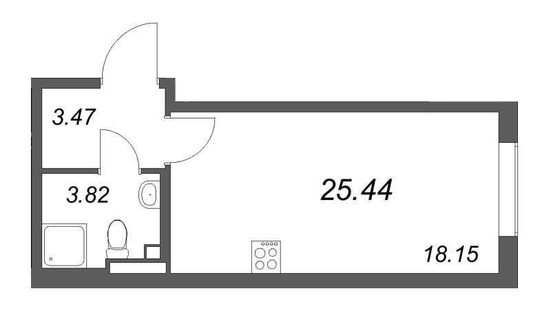 Студия 25,4 м²