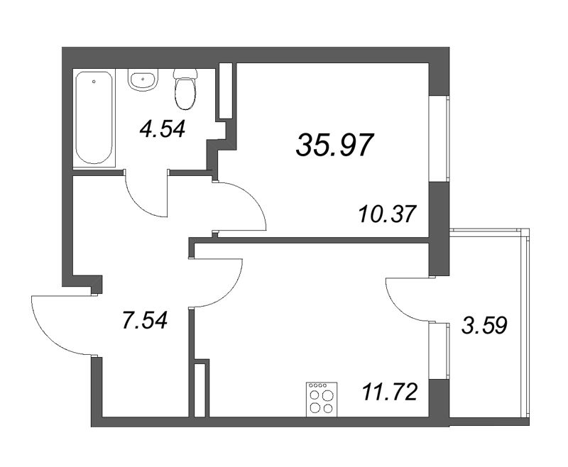 1 ккв 36 м²