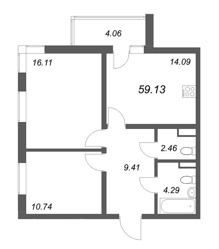 2 ккв 59,1 м²