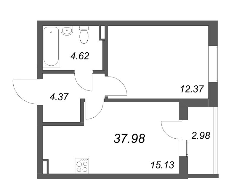 2 ккв (Евро) 38 м²