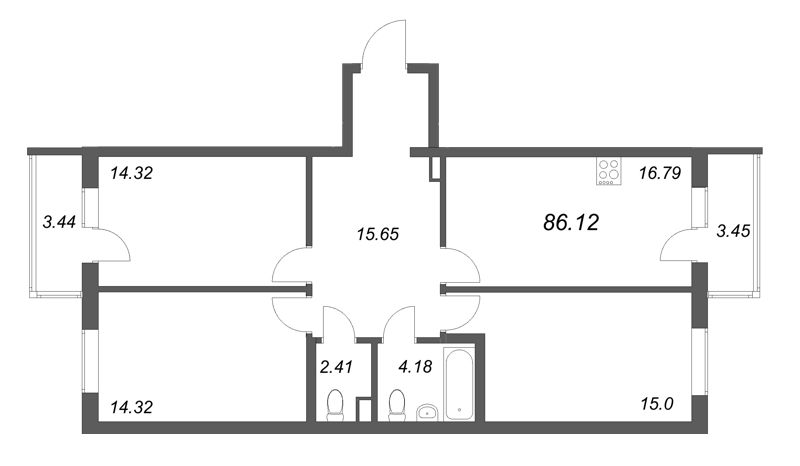 4 ккв (Евро) 86,1 м²