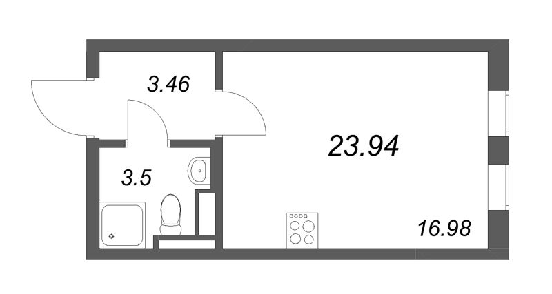 Студия 23,9 м²