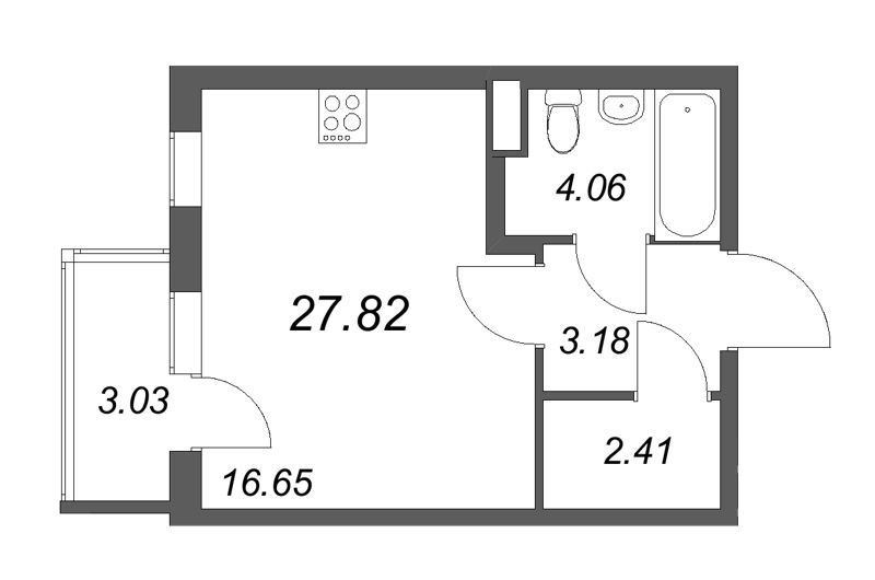 Студия 27,8 м²