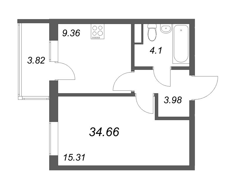 1 ккв 34,7 м²