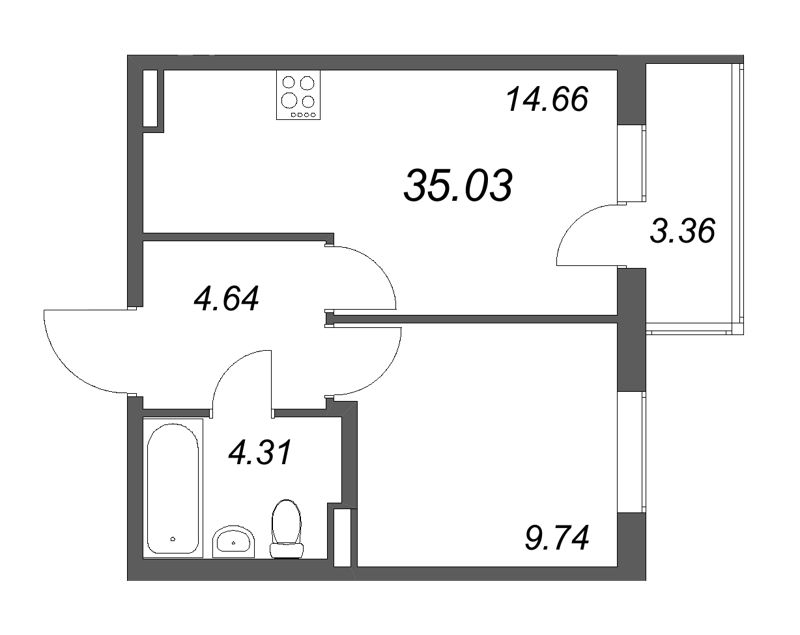 1 ккв 35 м²