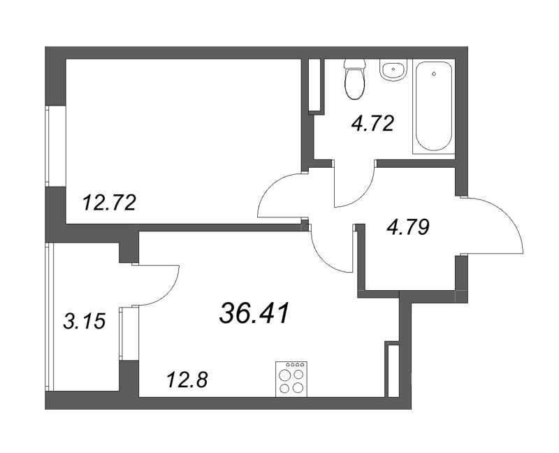 1 ккв 36,4 м²