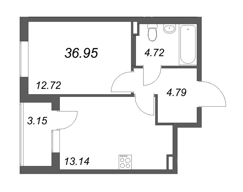 1 ккв 37 м²