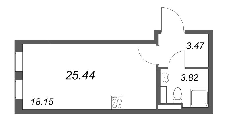 Студия 25,4 м²