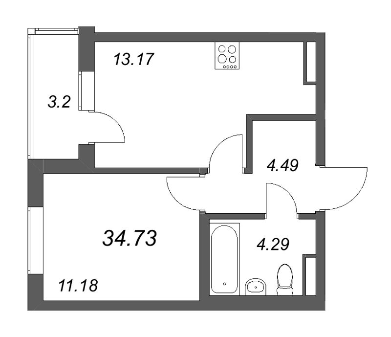 1 ккв 34,7 м²