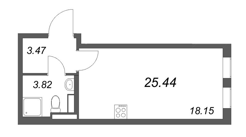 Студия 25,4 м²