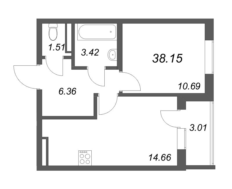 1 ккв 38,2 м²