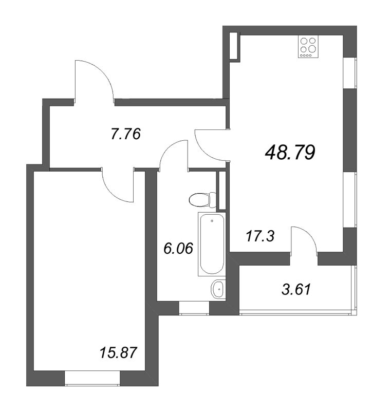 2 ккв (Евро) 48,8 м²
