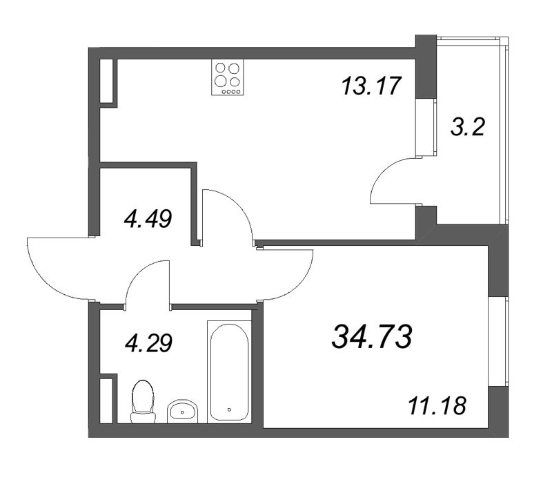1 ккв 34,7 м²