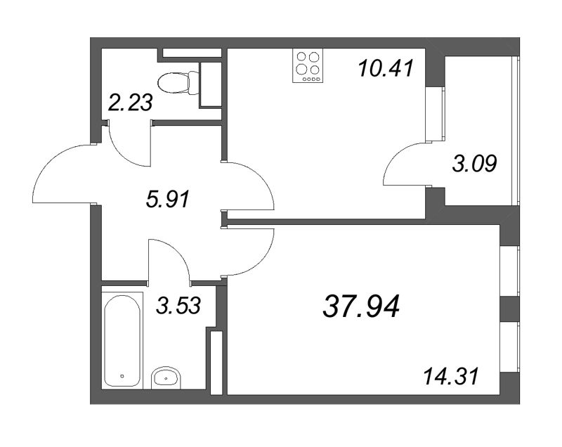 1 ккв 37,9 м²