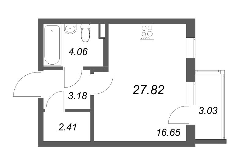 Студия 27,8 м²