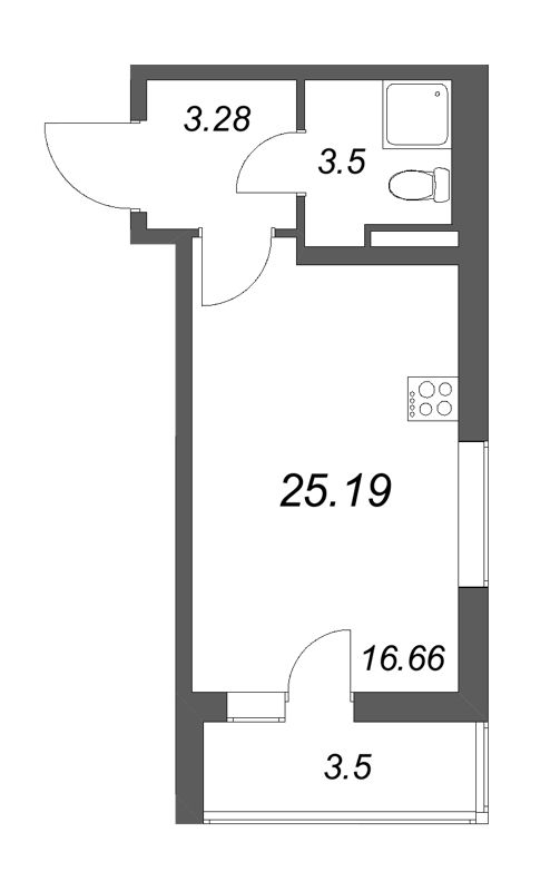 Студия 25,2 м²