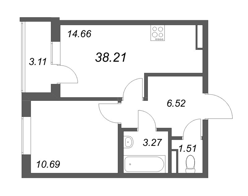 1 ккв 38,2 м²