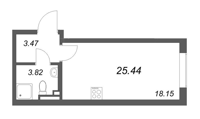 Студия 25,4 м²
