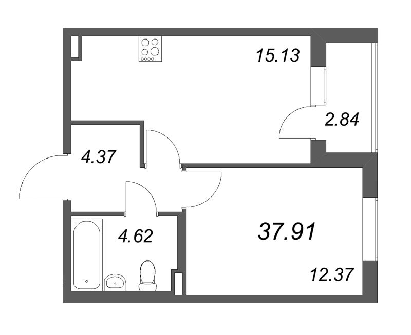 1 ккв 37,9 м²