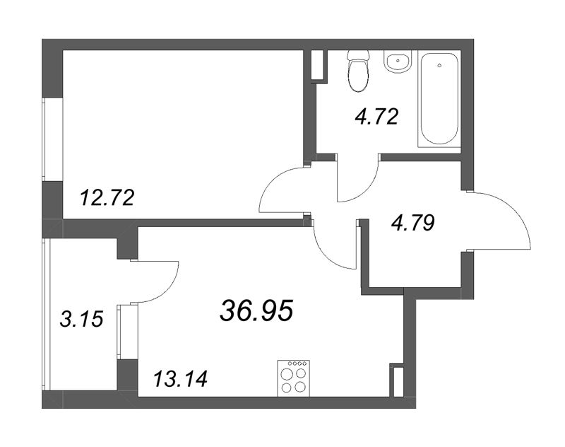 1 ккв 37 м²