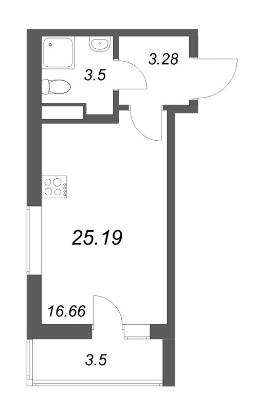 Студия 25,2 м²