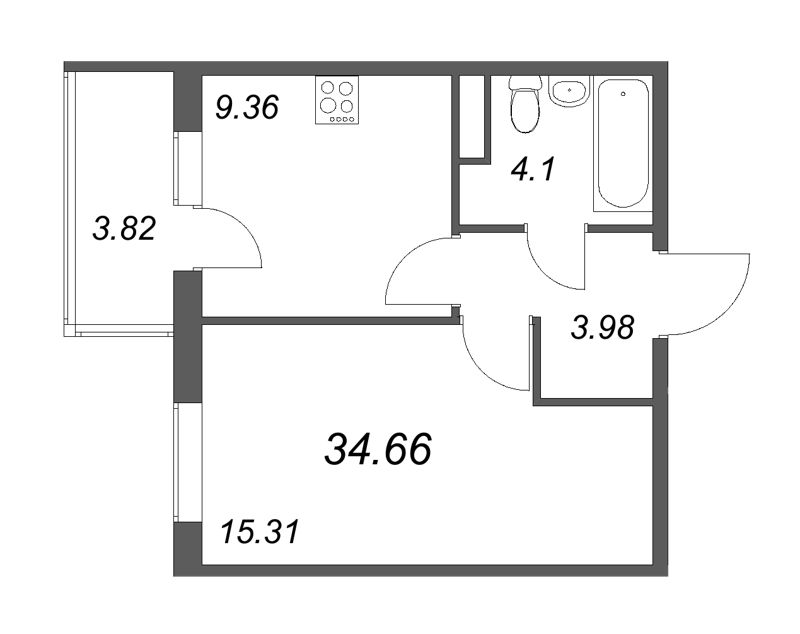 1 ккв 34,7 м²