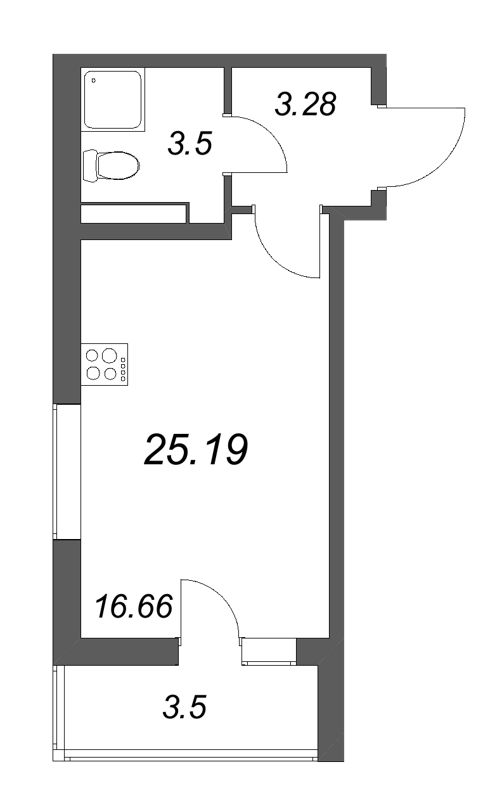 Студия 25,2 м²