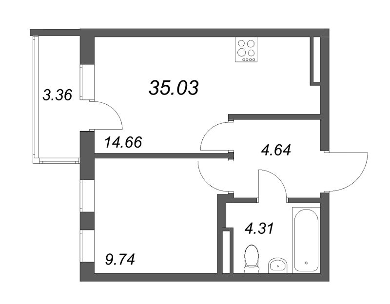 1 ккв 35 м²