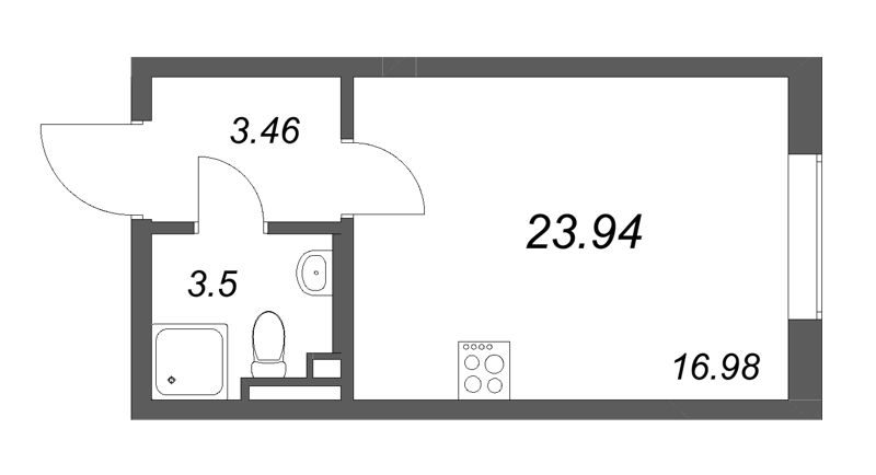 Студия 23,9 м²