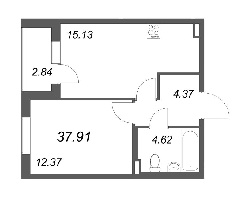 1 ккв 37,9 м²