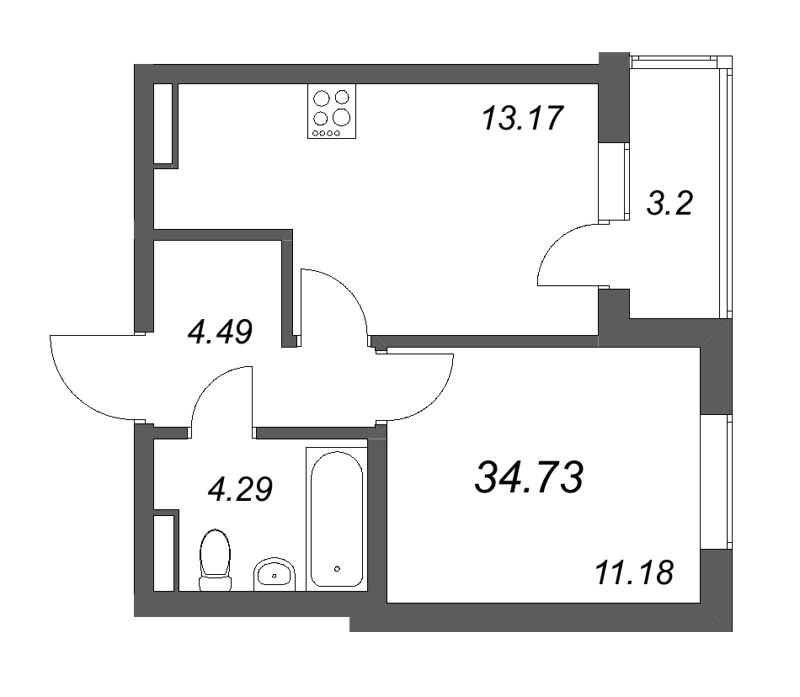 1 ккв 34,7 м²