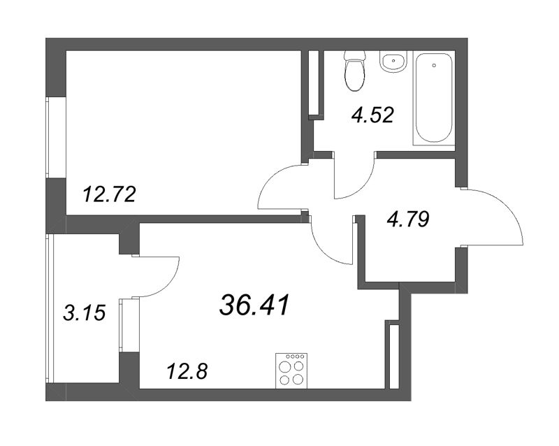 1 ккв 36,4 м²