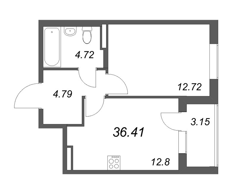 1 ккв 36,4 м²