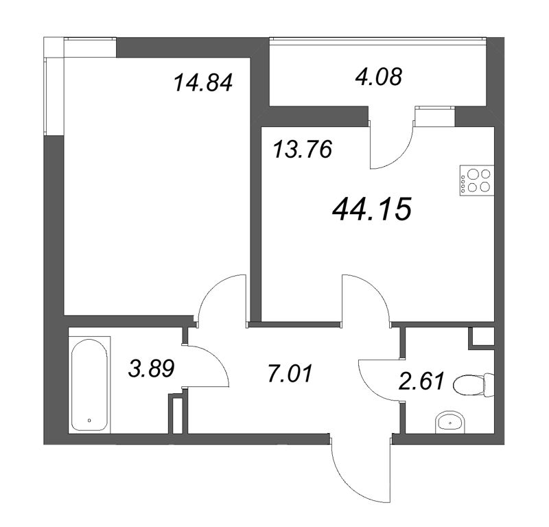 1 ккв 44,2 м²
