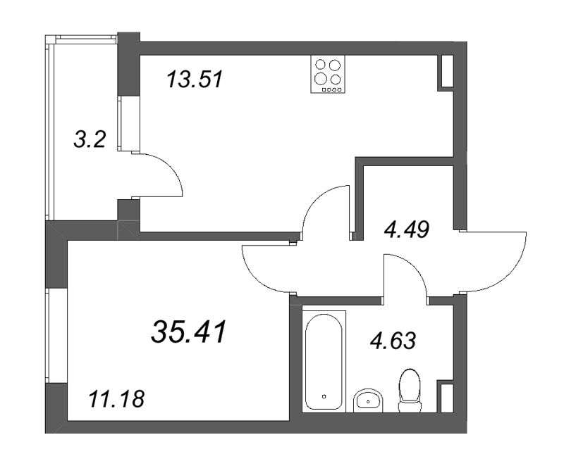 1 ккв 35,4 м²