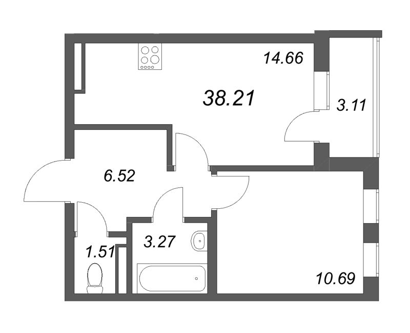 1 ккв 38,2 м²