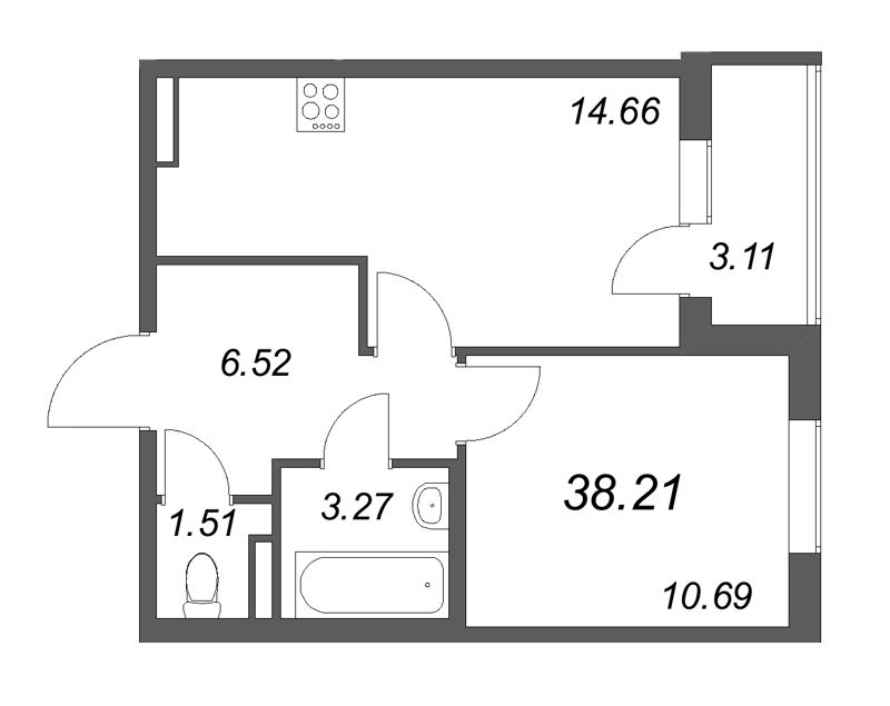 1 ккв 38,2 м²