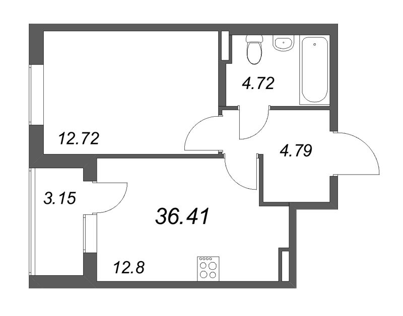 1 ккв 36,4 м²