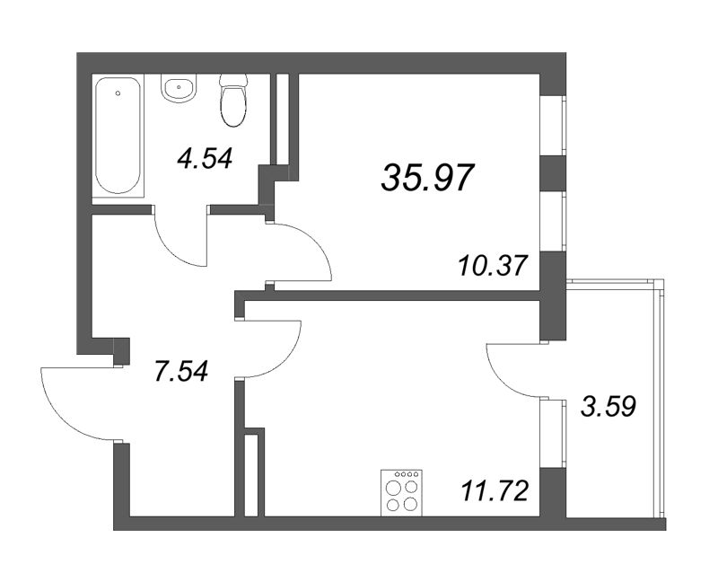 1 ккв 36 м²