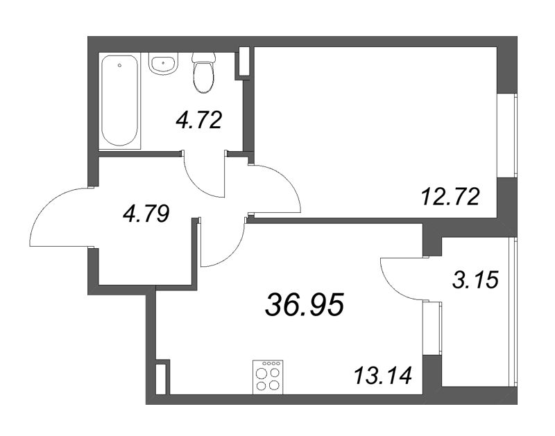 1 ккв 37 м²