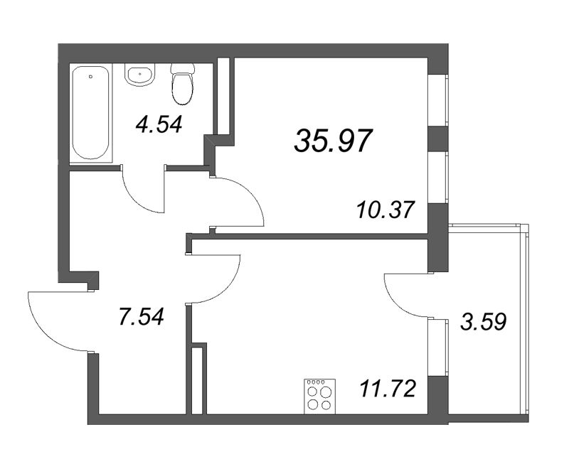 1 ккв 36 м²