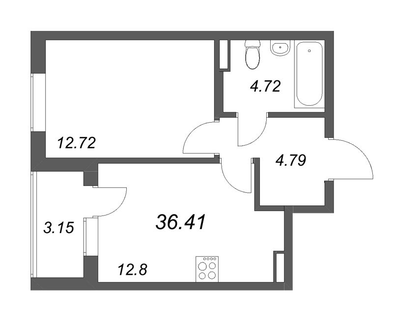 1 ккв 36,4 м²