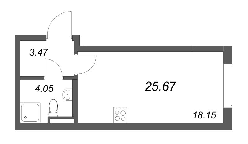 Студия 25,7 м²