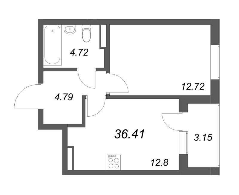 1 ккв 36,4 м²