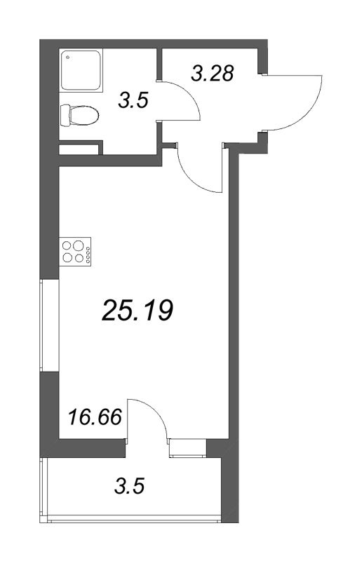 Студия 25,2 м²